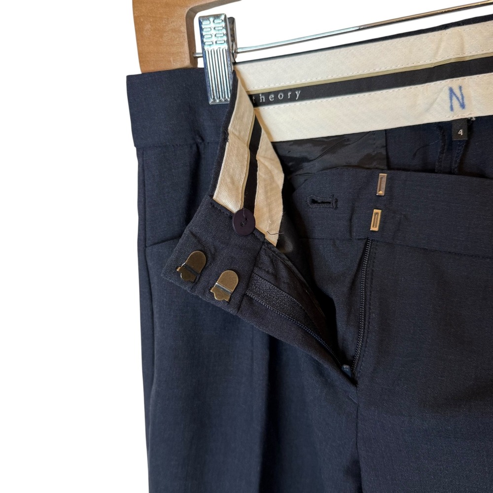 Theory Max C Tailor Pant Navy Wool Stretch Minimalist Quiet Luxury 80001297 sz 4 - Picture 4 of 5